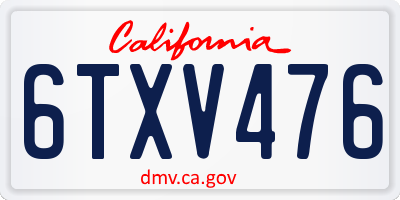 CA license plate 6TXV476