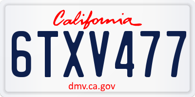 CA license plate 6TXV477