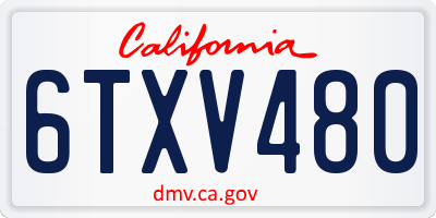 CA license plate 6TXV480