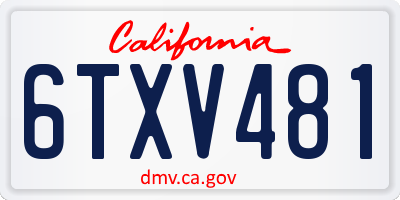 CA license plate 6TXV481