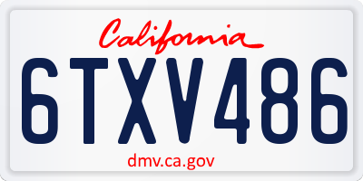 CA license plate 6TXV486