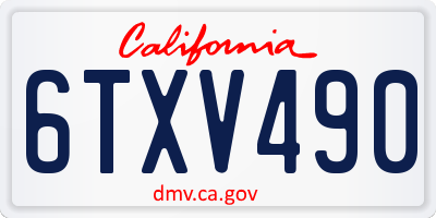 CA license plate 6TXV490