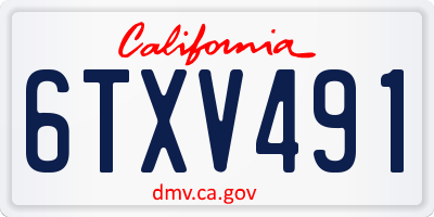 CA license plate 6TXV491