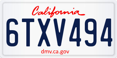 CA license plate 6TXV494