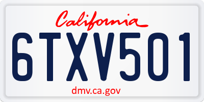 CA license plate 6TXV501