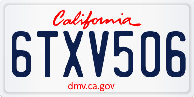 CA license plate 6TXV506