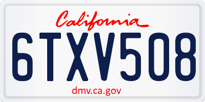 CA license plate 6TXV508