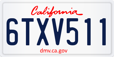 CA license plate 6TXV511