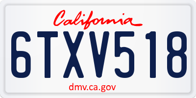 CA license plate 6TXV518