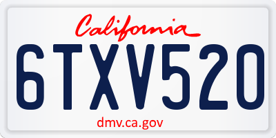 CA license plate 6TXV520