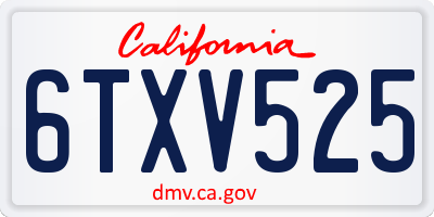 CA license plate 6TXV525
