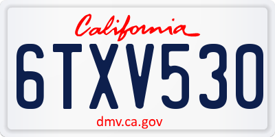 CA license plate 6TXV530