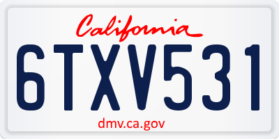 CA license plate 6TXV531