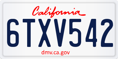 CA license plate 6TXV542