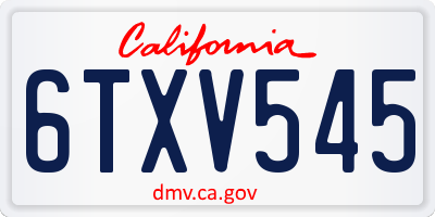 CA license plate 6TXV545
