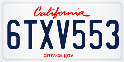 CA license plate 6TXV553