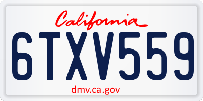 CA license plate 6TXV559