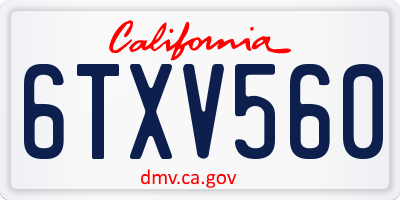 CA license plate 6TXV560