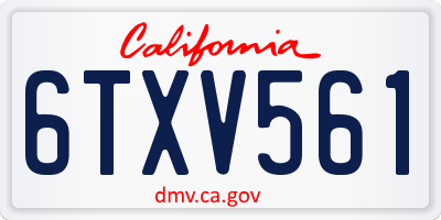 CA license plate 6TXV561