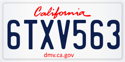 CA license plate 6TXV563