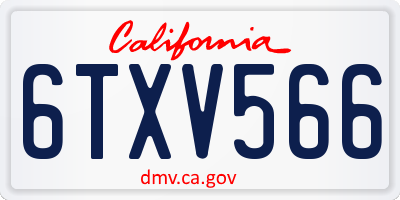 CA license plate 6TXV566