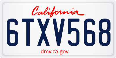 CA license plate 6TXV568