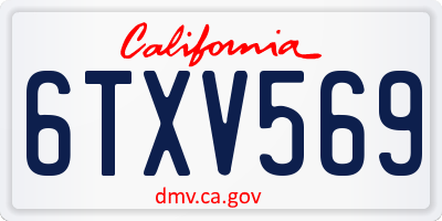 CA license plate 6TXV569