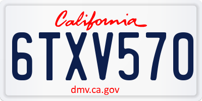 CA license plate 6TXV570