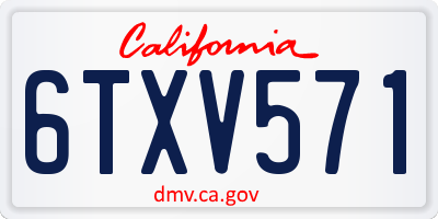 CA license plate 6TXV571