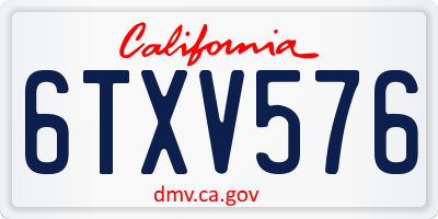 CA license plate 6TXV576