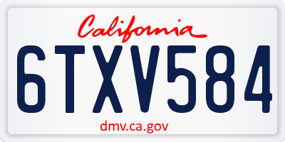 CA license plate 6TXV584