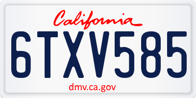 CA license plate 6TXV585