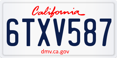 CA license plate 6TXV587