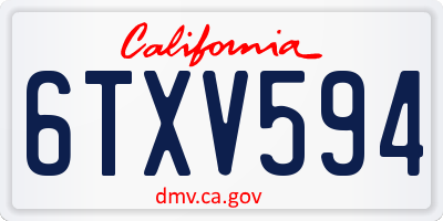 CA license plate 6TXV594