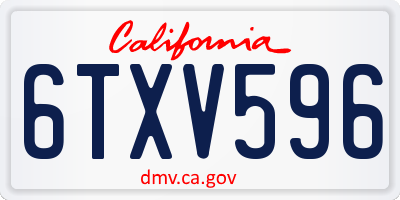 CA license plate 6TXV596