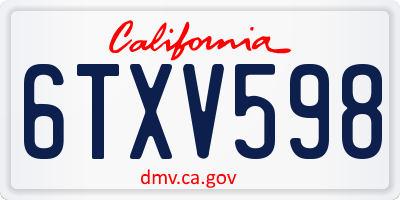 CA license plate 6TXV598