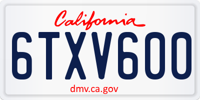 CA license plate 6TXV600