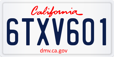 CA license plate 6TXV601