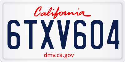 CA license plate 6TXV604
