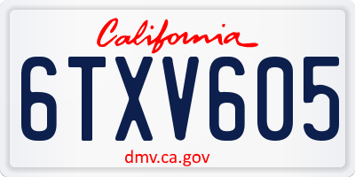 CA license plate 6TXV605