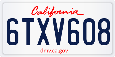 CA license plate 6TXV608