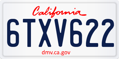 CA license plate 6TXV622