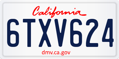 CA license plate 6TXV624