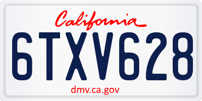 CA license plate 6TXV628