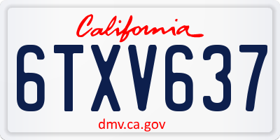 CA license plate 6TXV637