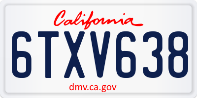 CA license plate 6TXV638