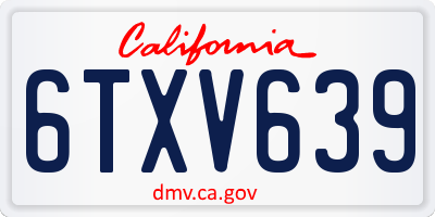 CA license plate 6TXV639