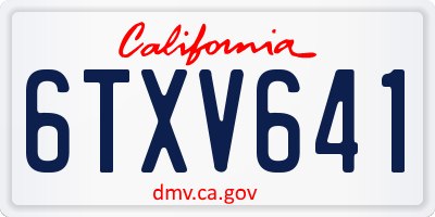 CA license plate 6TXV641