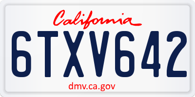 CA license plate 6TXV642