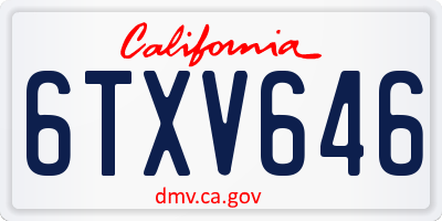 CA license plate 6TXV646